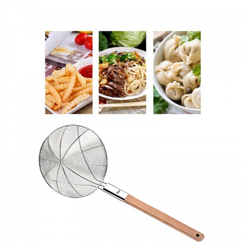 Eco-Friendly Wooden Handle Stainless Steel Frying Oil Strainer Eco-Friendly Wooden Handle Stainless Steel Frying Oil Strainer